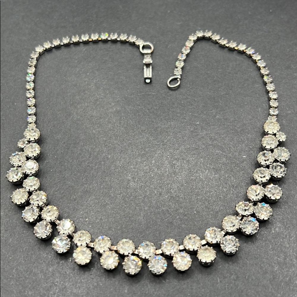 Vintage Weiss double row rhinestone necklace - Picture 1 of 7